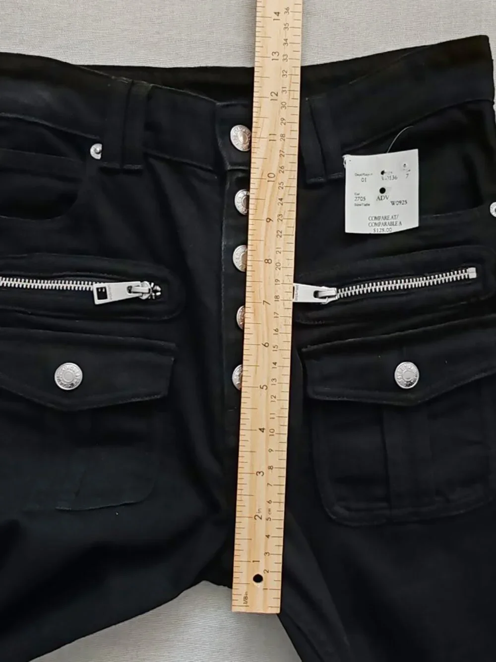 Zadig & Voltaire Eyes Denim Eco Flare Jeans Black Size 26 Cargo Pockets NWT - Picture 10 of 16